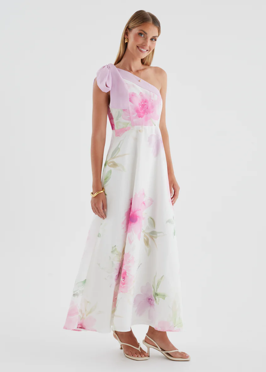 Jilia One Shoulder Maxi Dress - Pink Bouquet - Image 6