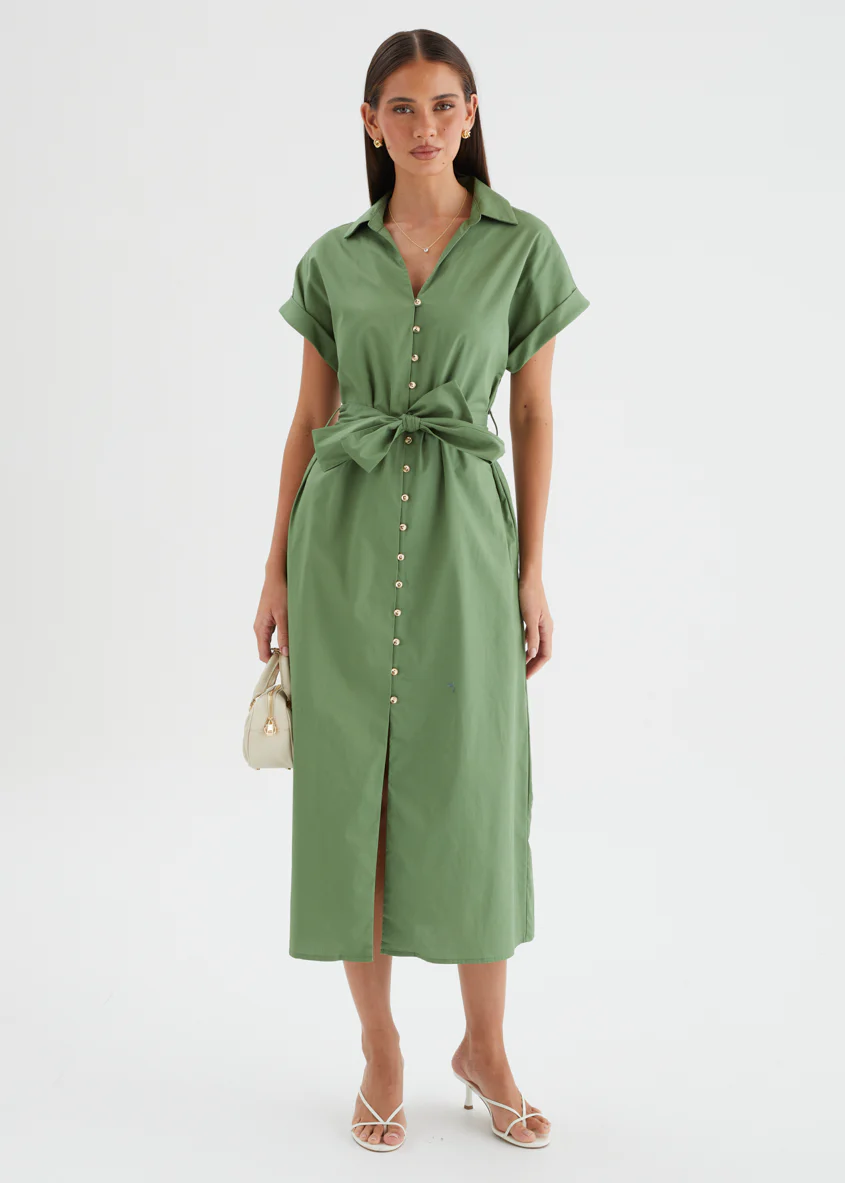 Joanna Midi Dress - Moss