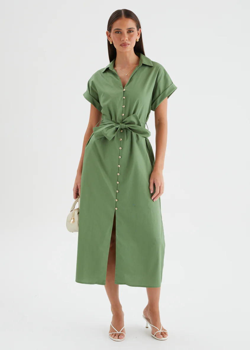 Joanna Midi Dress - Moss - Image 4