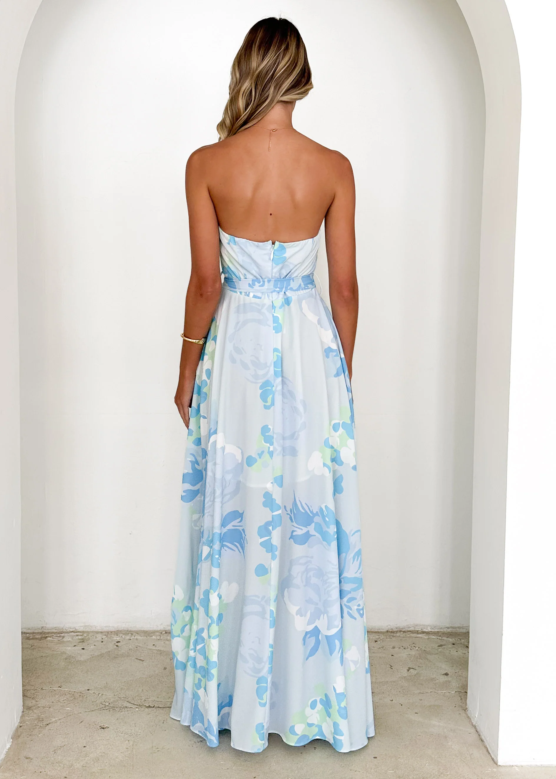 Jorgia Strapless Maxi Dress - Blue Floral - Image 7
