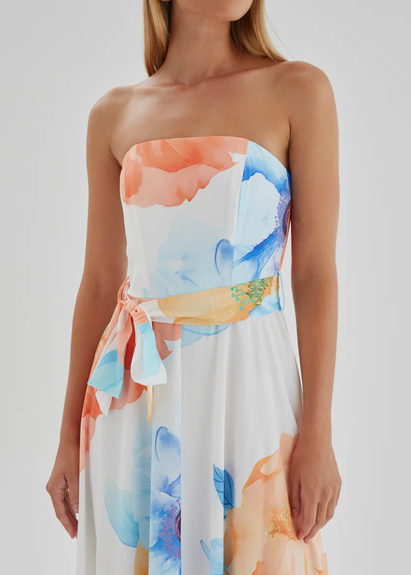 Jorgia Strapless Maxi Dress - Orange Bloom - Image 7
