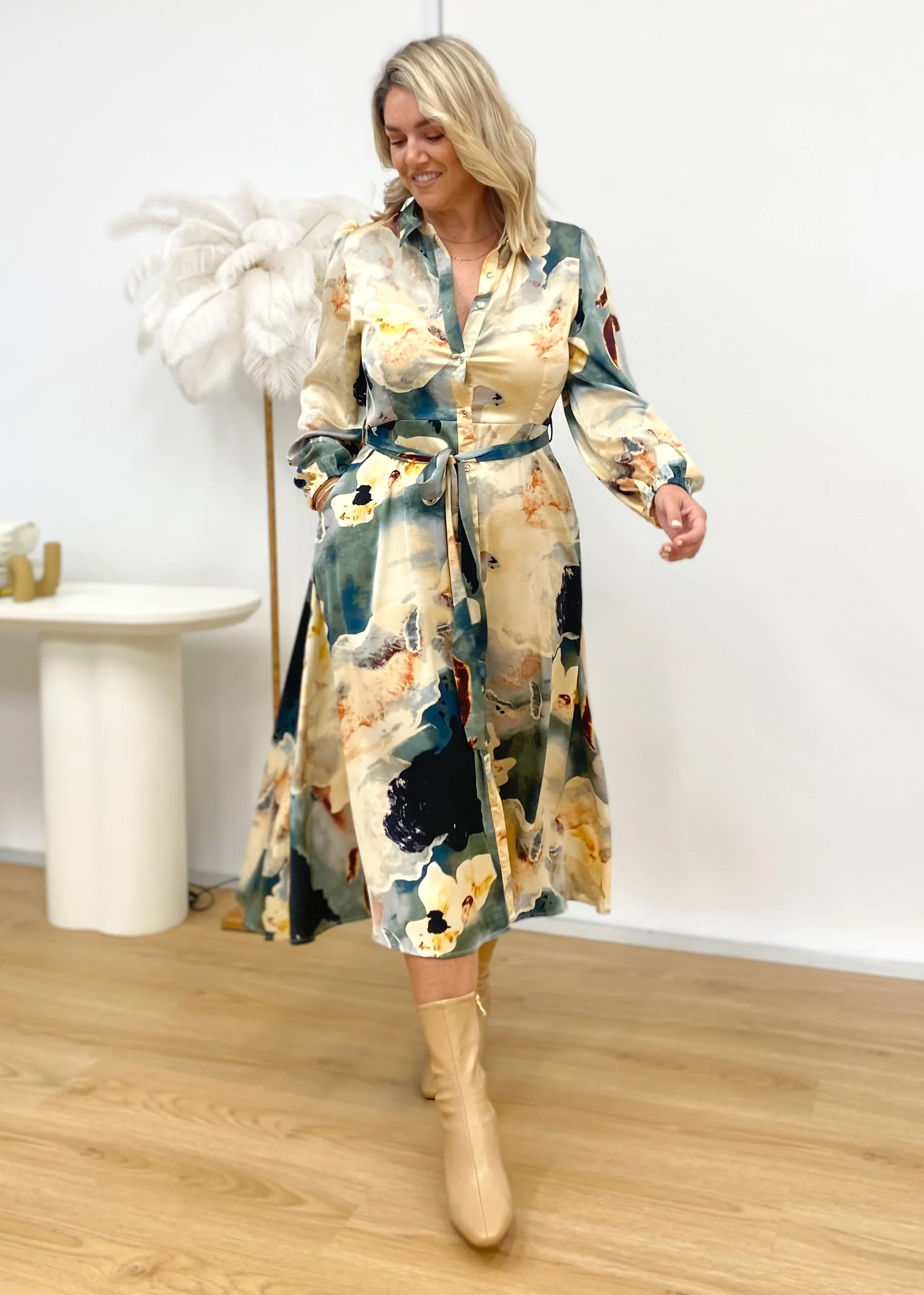 Josefina Midi Dress - Green Marble - Image 3