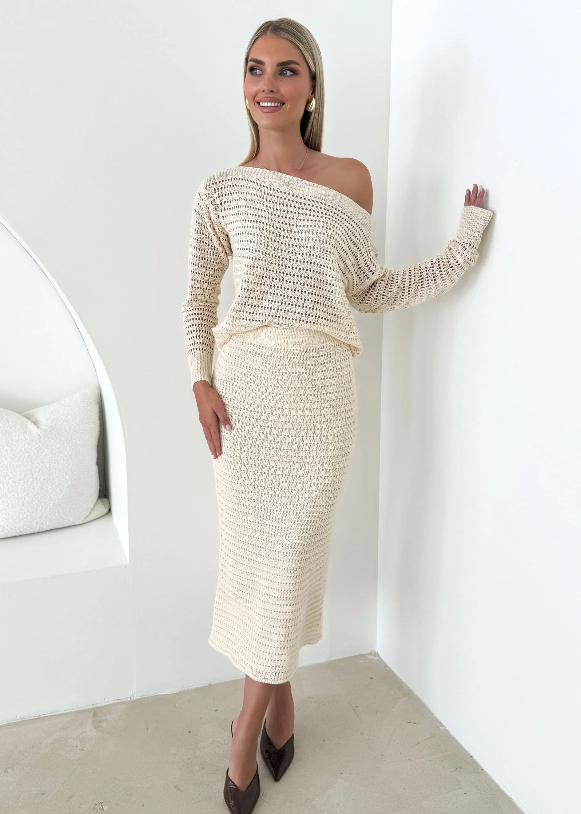 Juna Midi Skirt - Cream - Image 2
