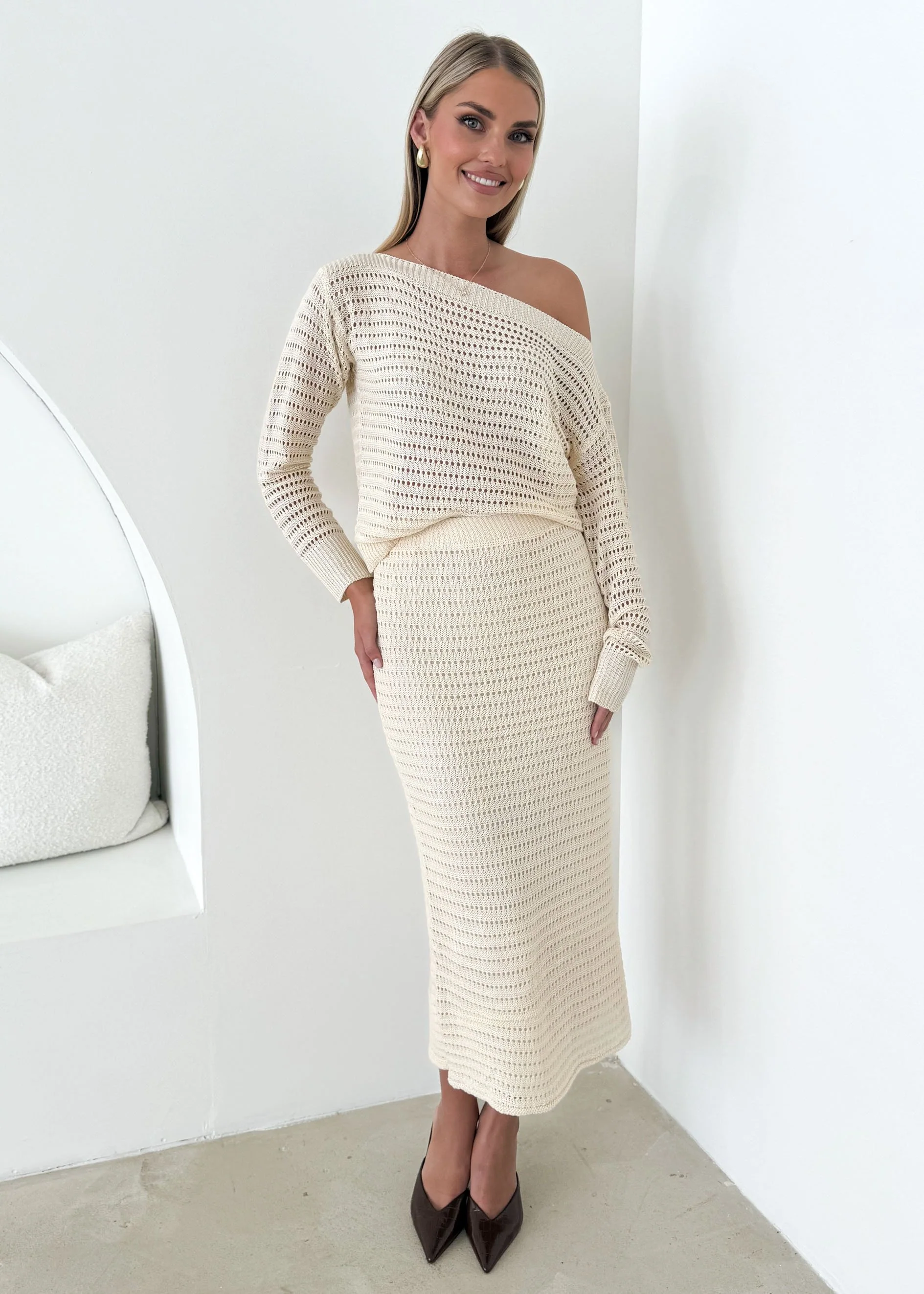 Juna Midi Skirt - Cream - Image 3