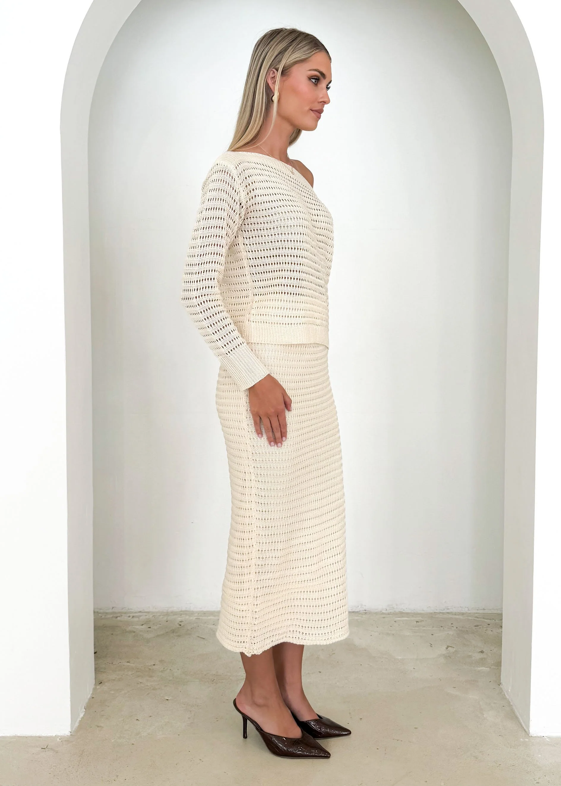 Juna Midi Skirt - Cream - Image 4