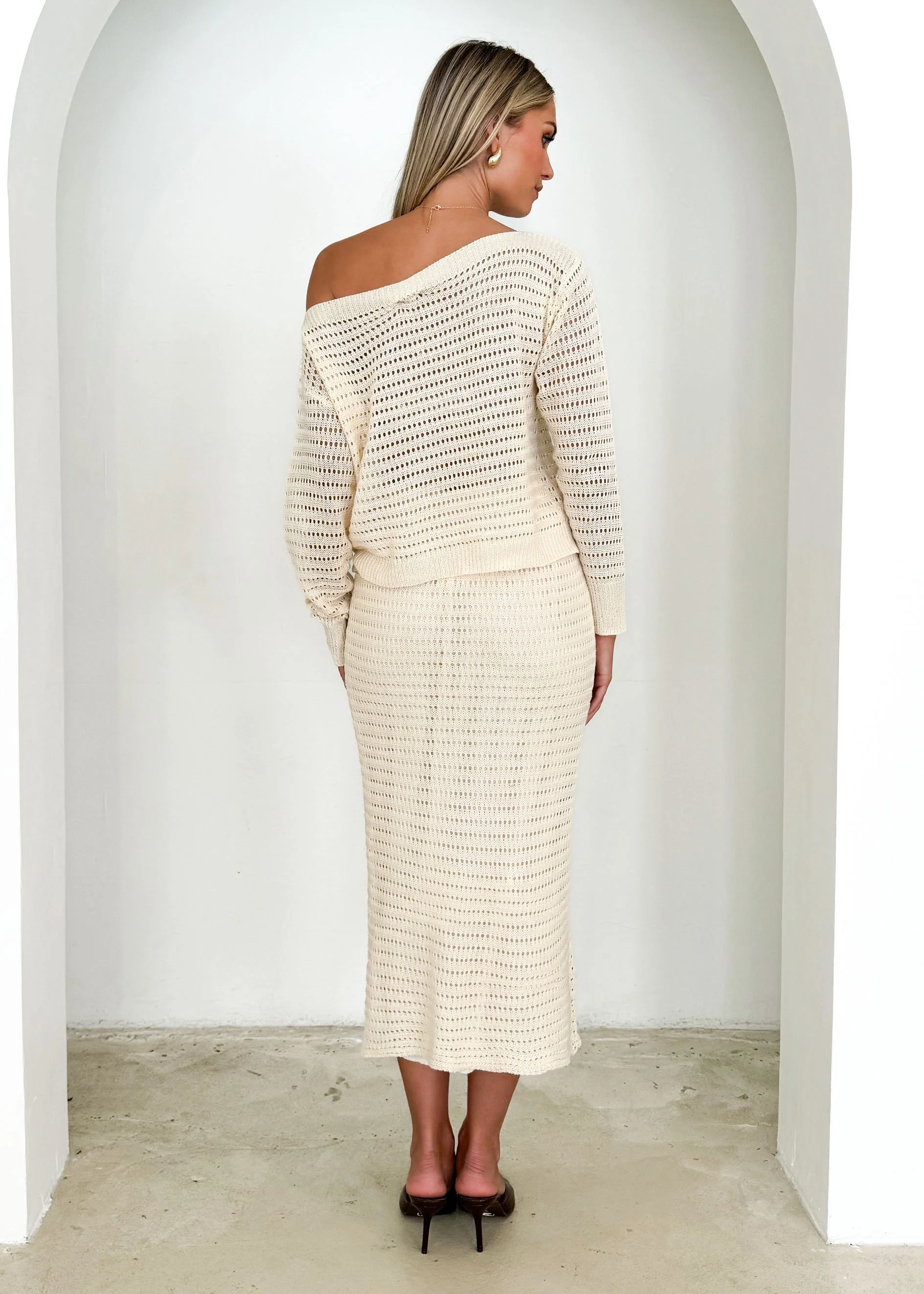Juna Midi Skirt - Cream - Image 5