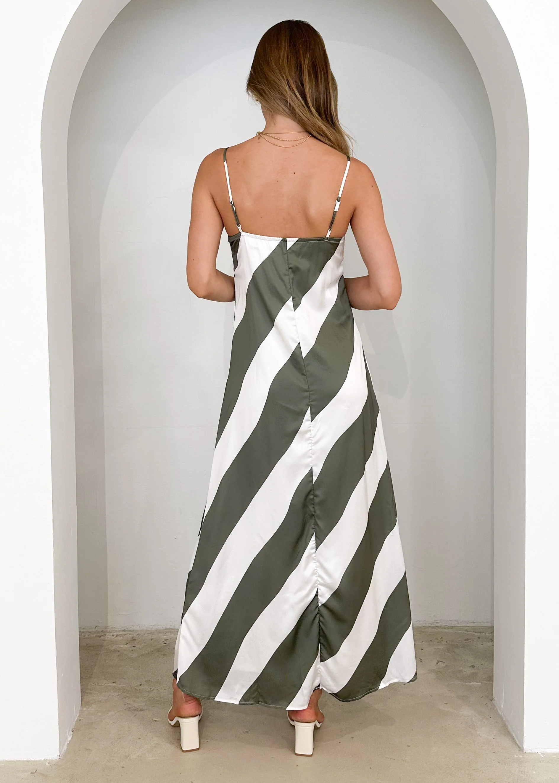 Kaela Maxi Dress - Khaki Stripe - Image 7