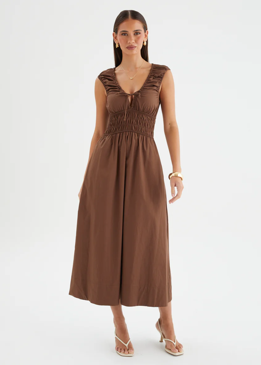 Kamilie Midi Dress - Chocolate - Image 3
