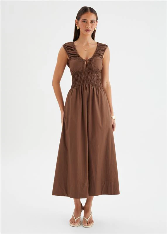 Kamilie Midi Dress - Chocolate - Image 5
