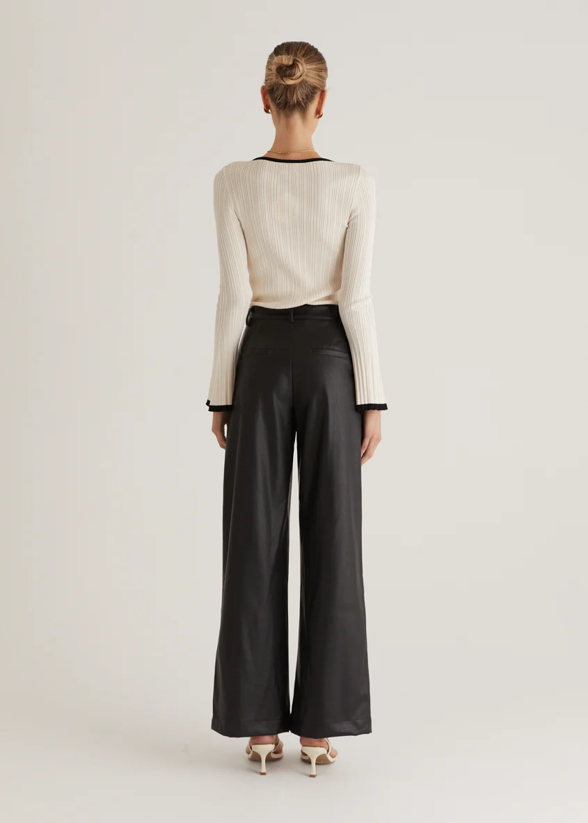 Karley PU Wide Leg Pants - Black - Image 15