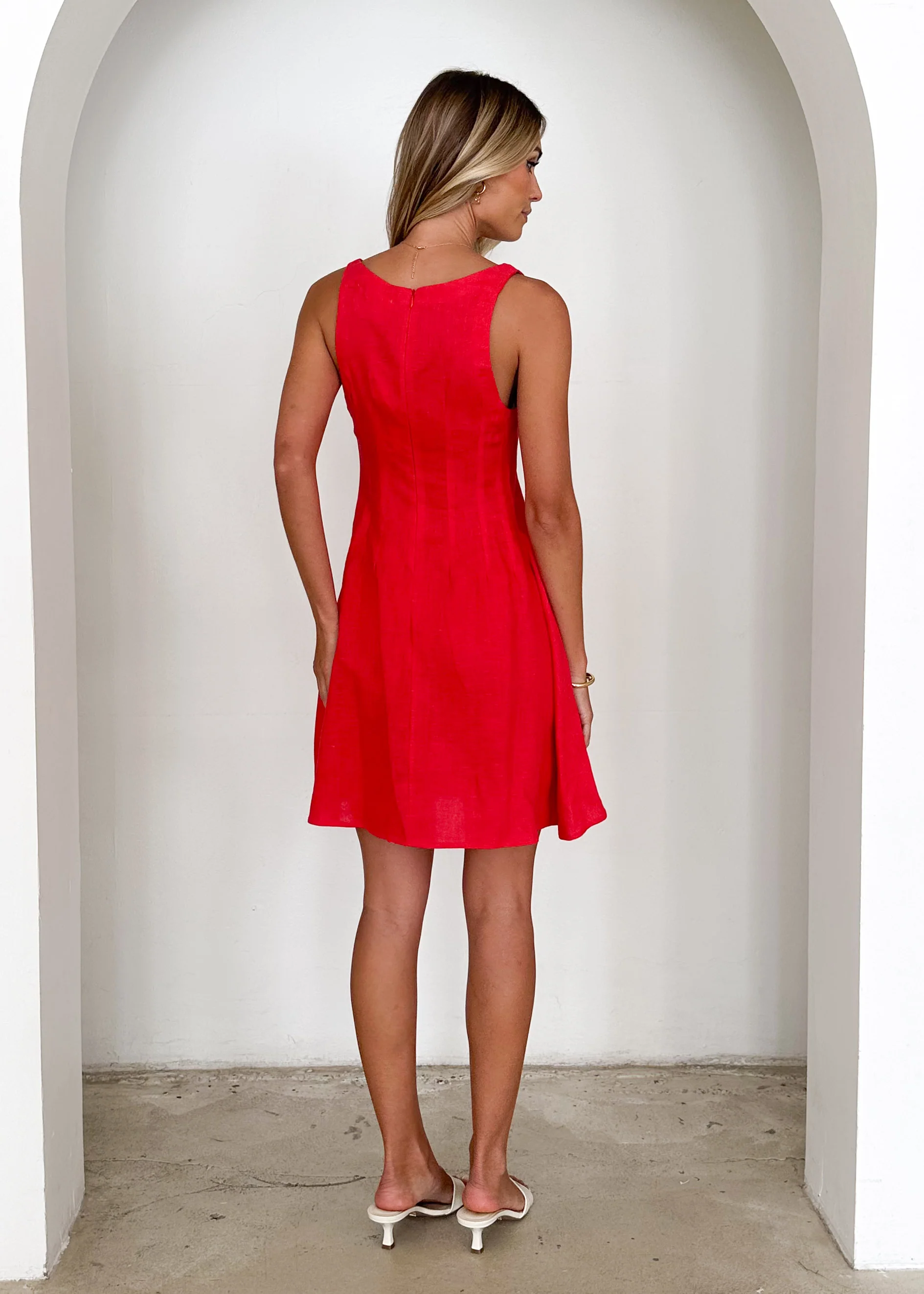 Karlie Linen Dress - Raspberry - Image 5