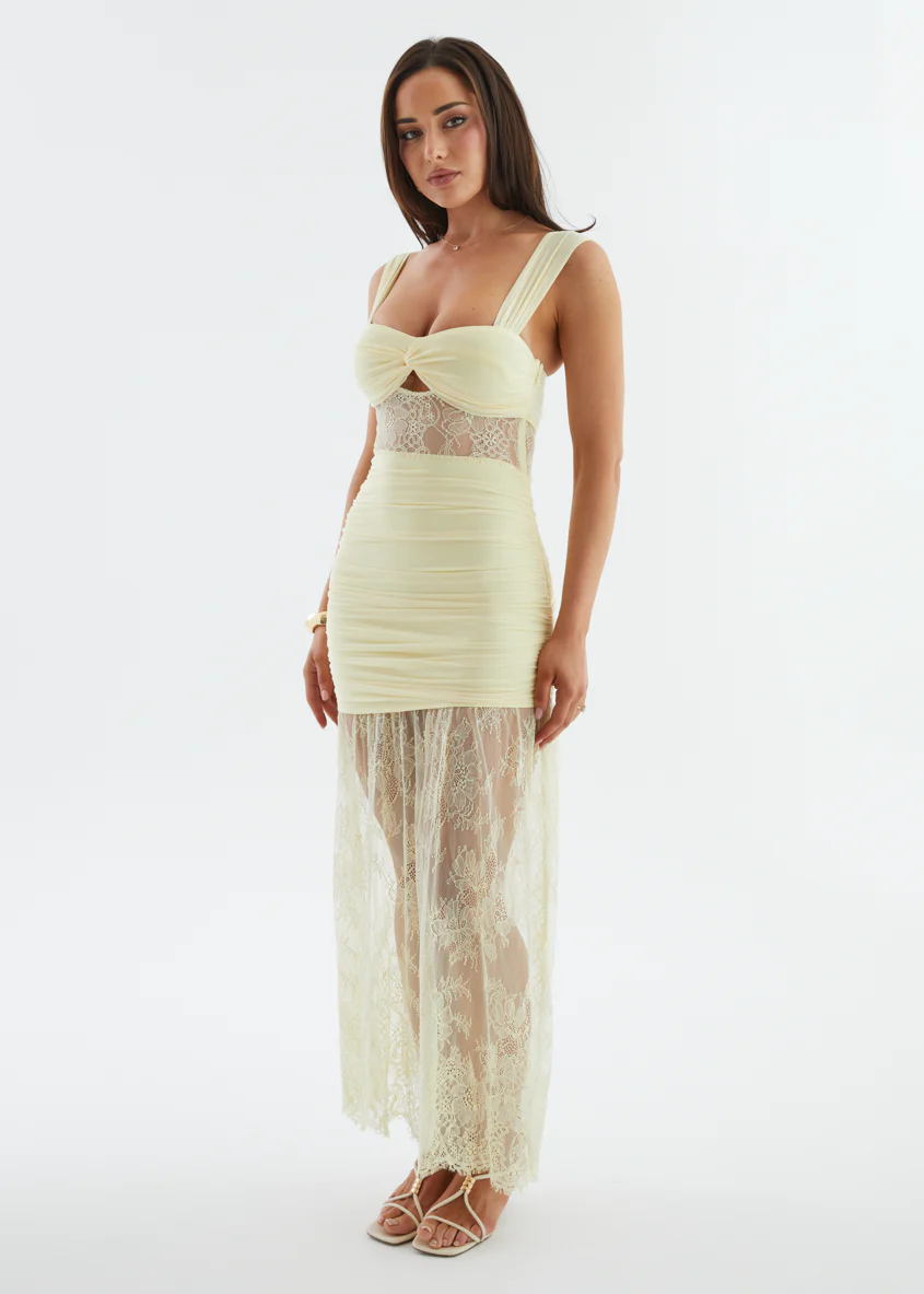 Karly Maxi Dress - Lemon Lace - Image 8