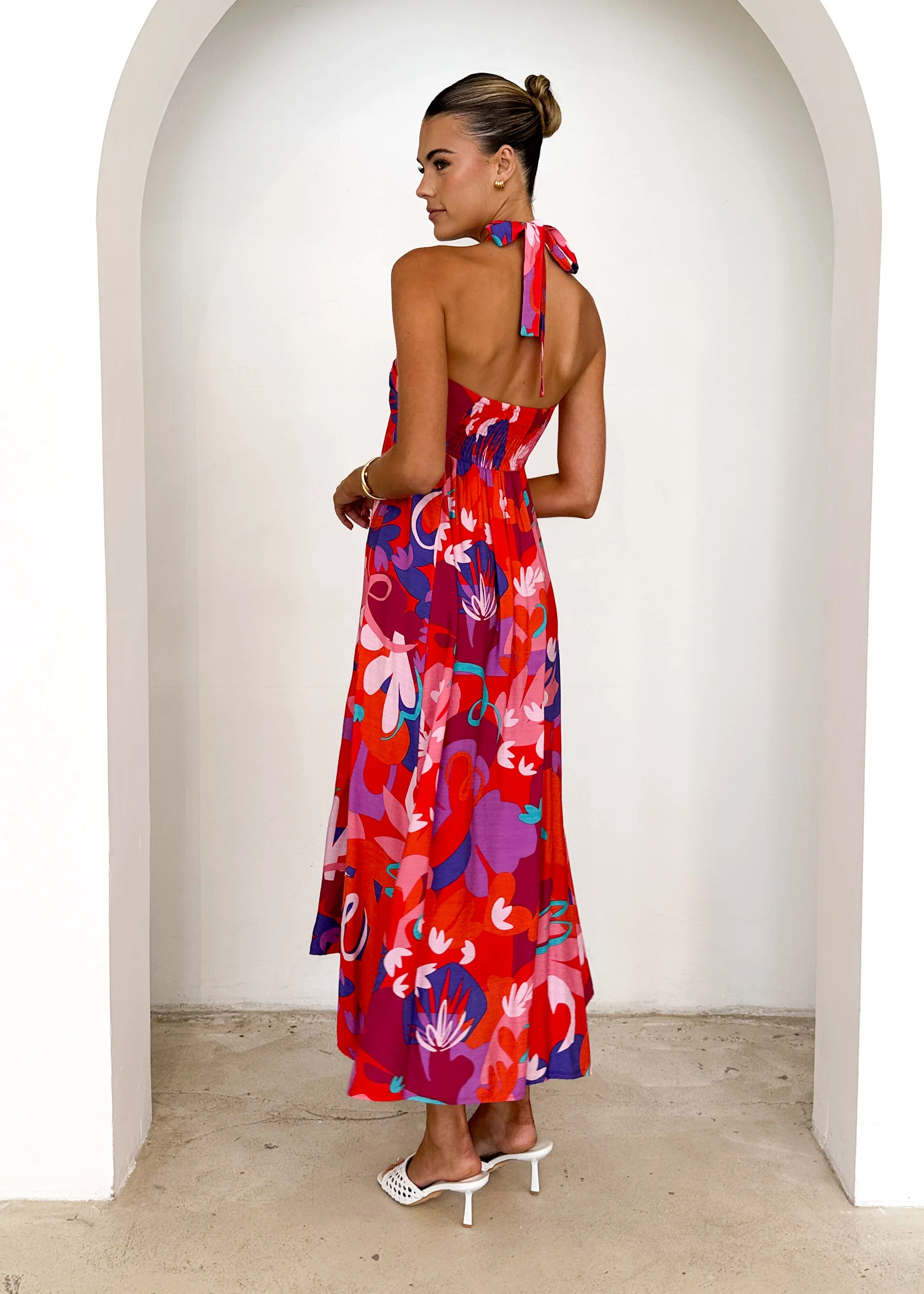 Kasenia Halter Maxi Dress - Strawberry Abstract - Image 5
