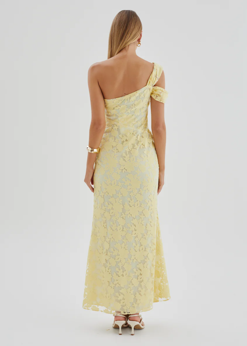 Katie One Shoulder Midi Dress - Yellow - Image 7