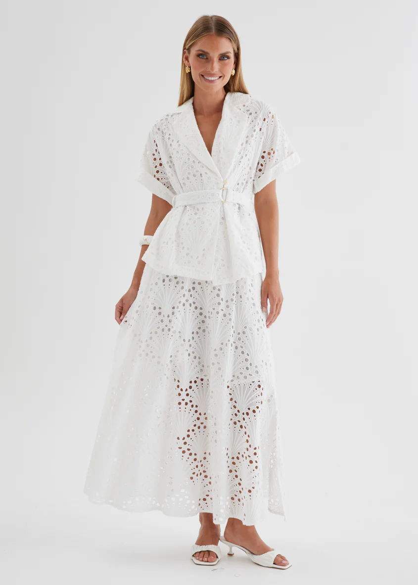 Kaylee Maxi Skirt - White Anglaise - Image 5