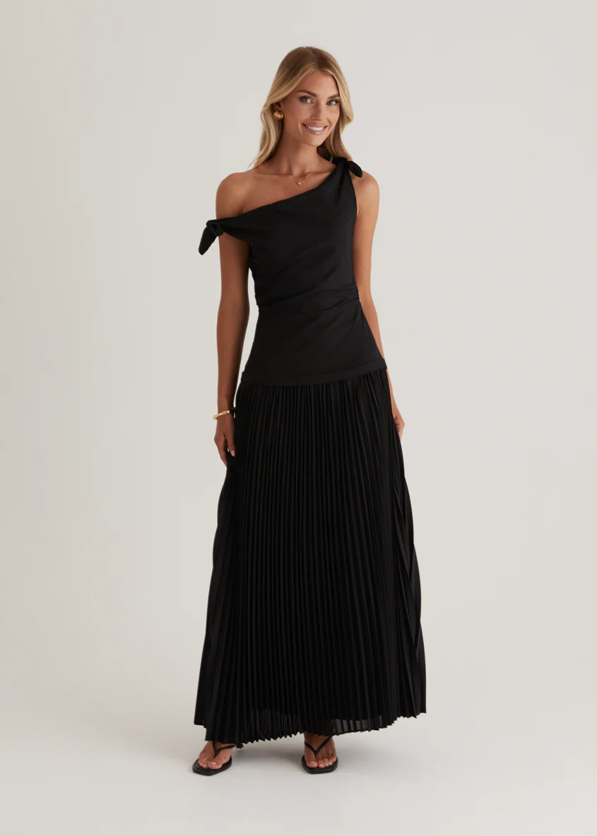 Keyla One Shoulder Maxi Dress - Black - Image 3