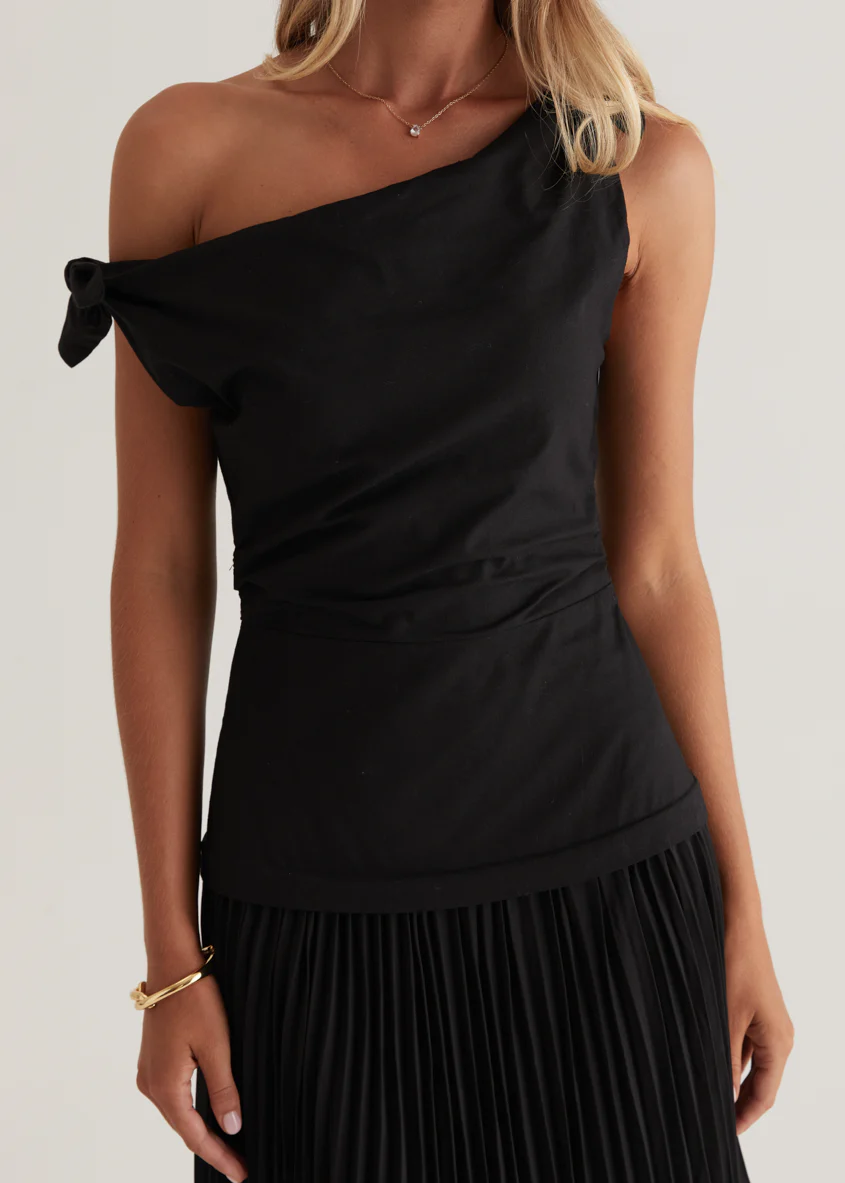 Keyla One Shoulder Maxi Dress - Black - Image 7