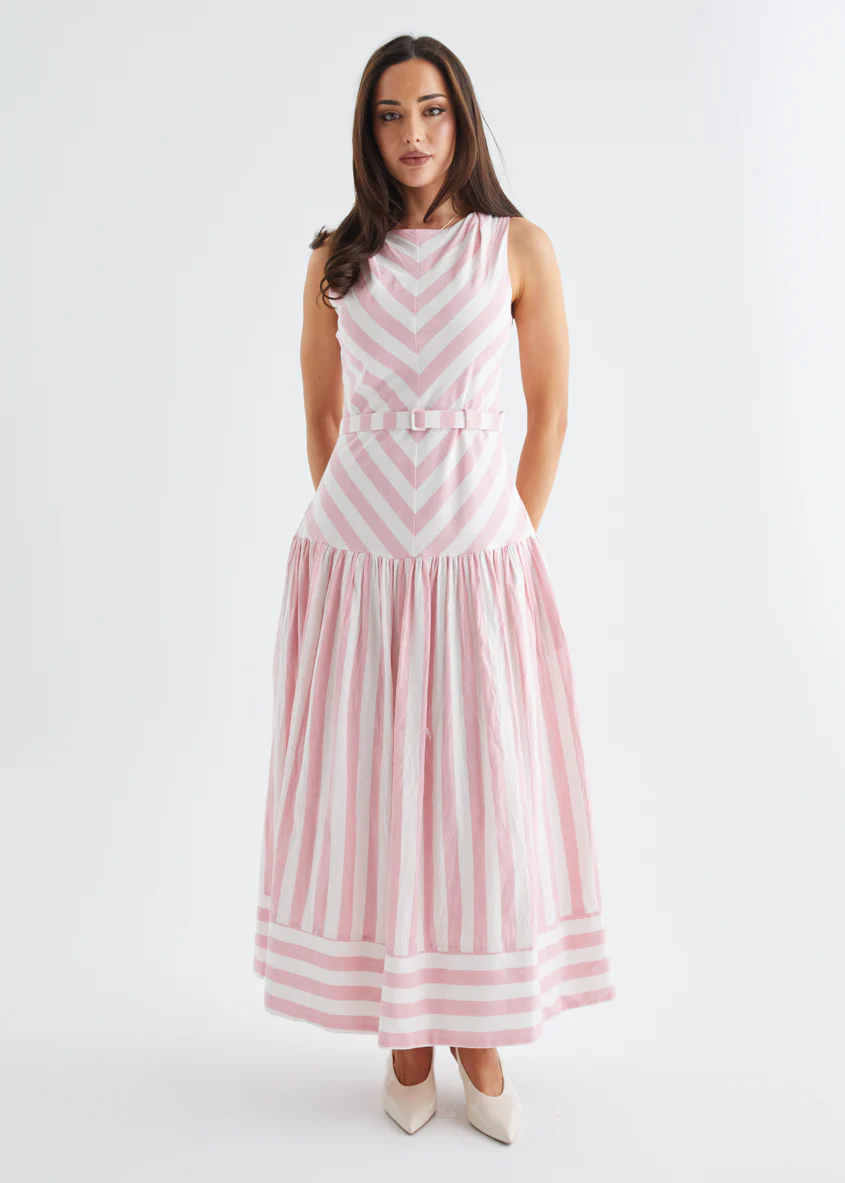 Kingston Midi Dress - Pink Stripe - Image 5