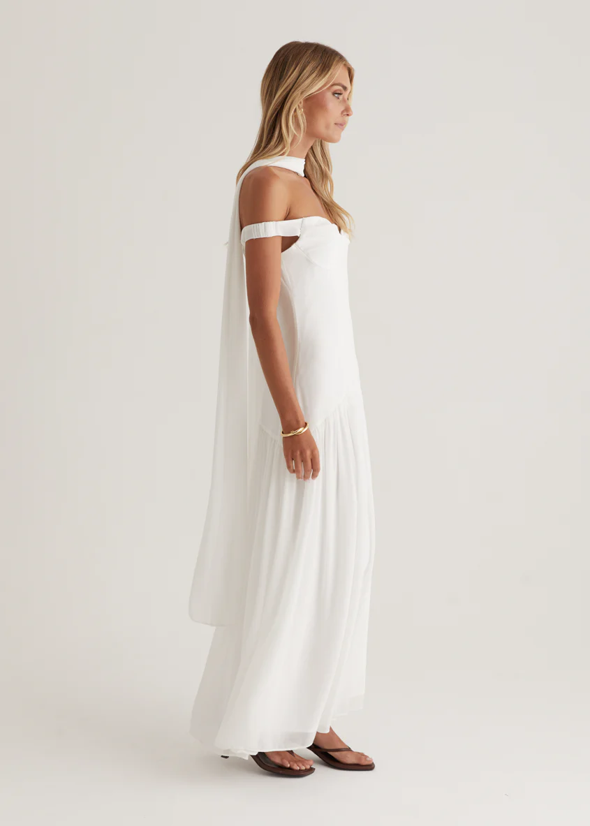 Kirah Off Shoulder Maxi Dress - Off White - Image 10