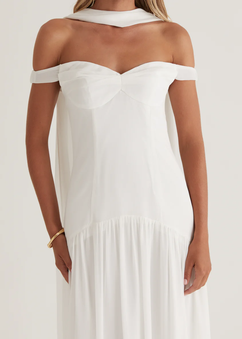 Kirah Off Shoulder Maxi Dress - Off White - Image 11
