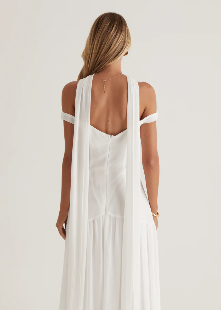 Kirah Off Shoulder Maxi Dress - Off White - Image 12