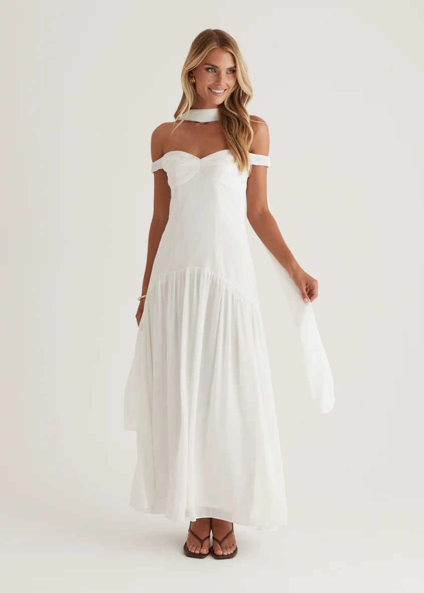 Kirah Off Shoulder Maxi Dress - Off White - Image 4