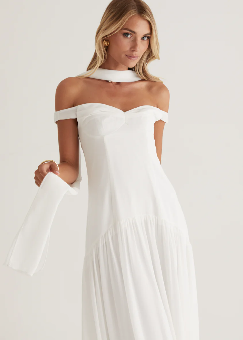 Kirah Off Shoulder Maxi Dress - Off White - Image 5