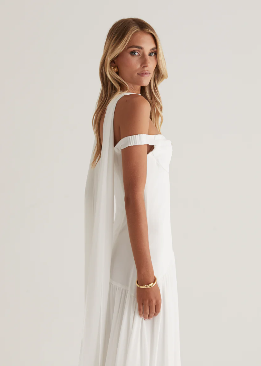 Kirah Off Shoulder Maxi Dress - Off White - Image 7