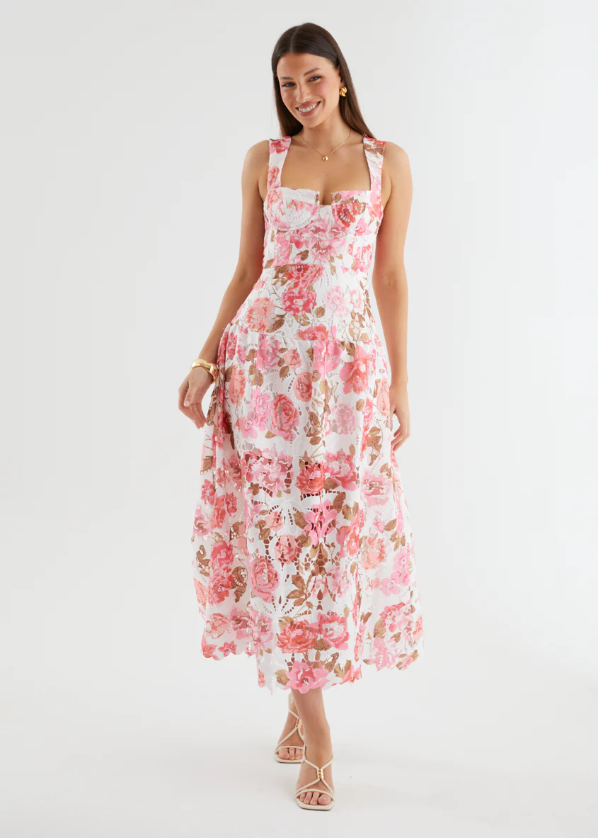 Kivari Midi Dress - Pink Flowers - Image 5