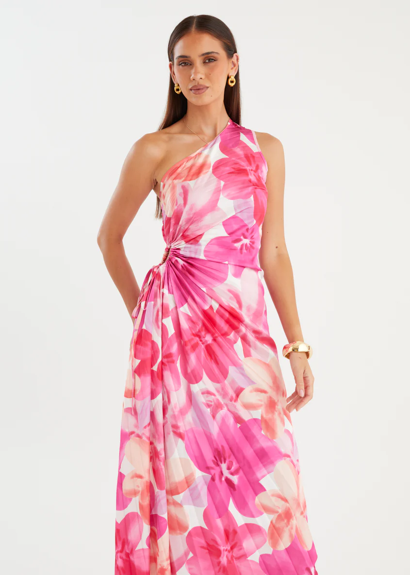 Kiyo One Shoulder Midi Dress - Pink Petal - Image 3
