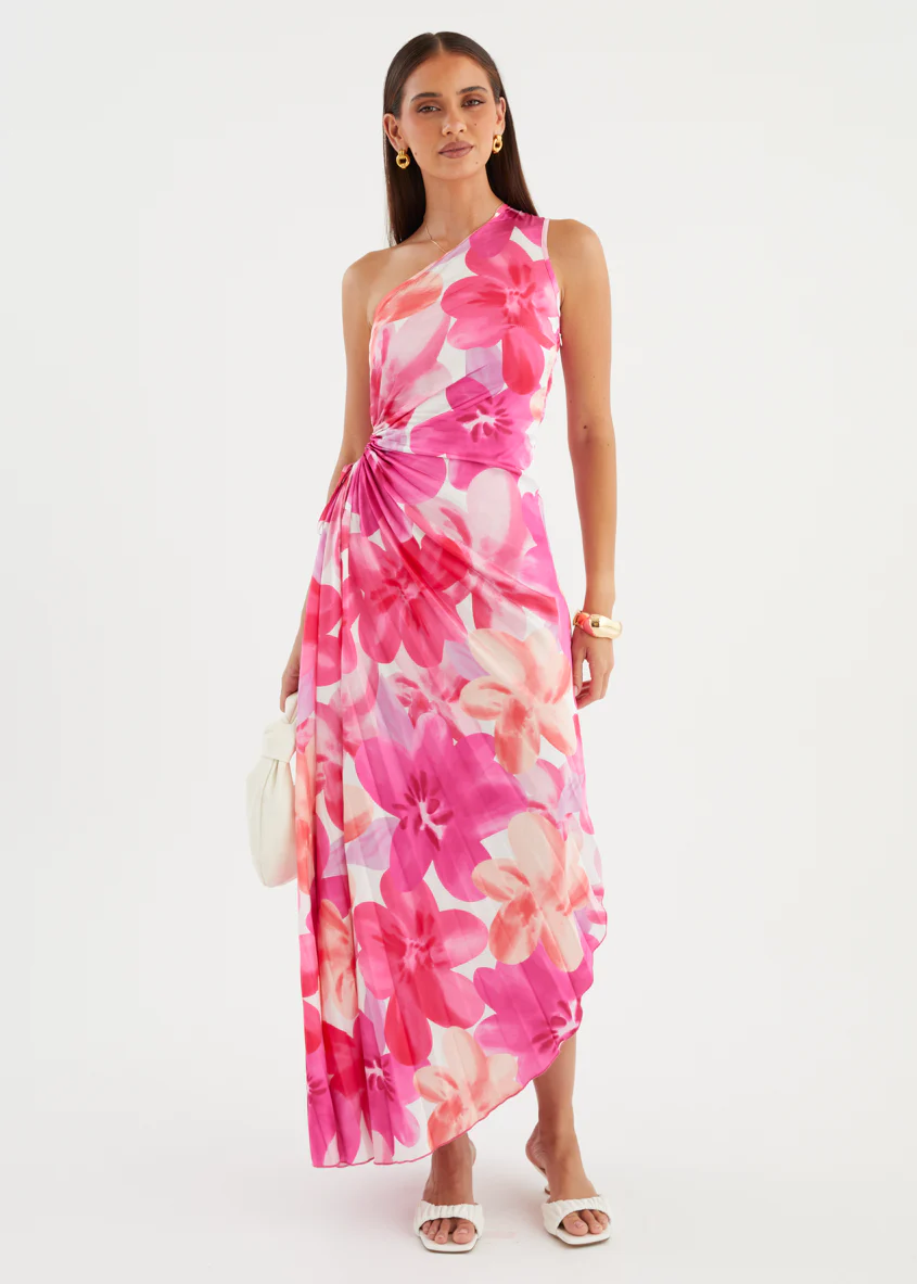 Kiyo One Shoulder Midi Dress - Pink Petal - Image 4
