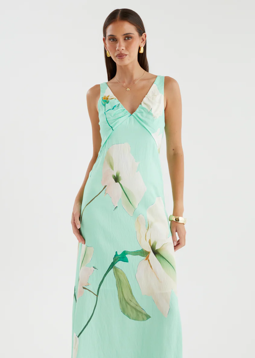 Klaudia Maxi Dress - Mint Flowers - Image 3