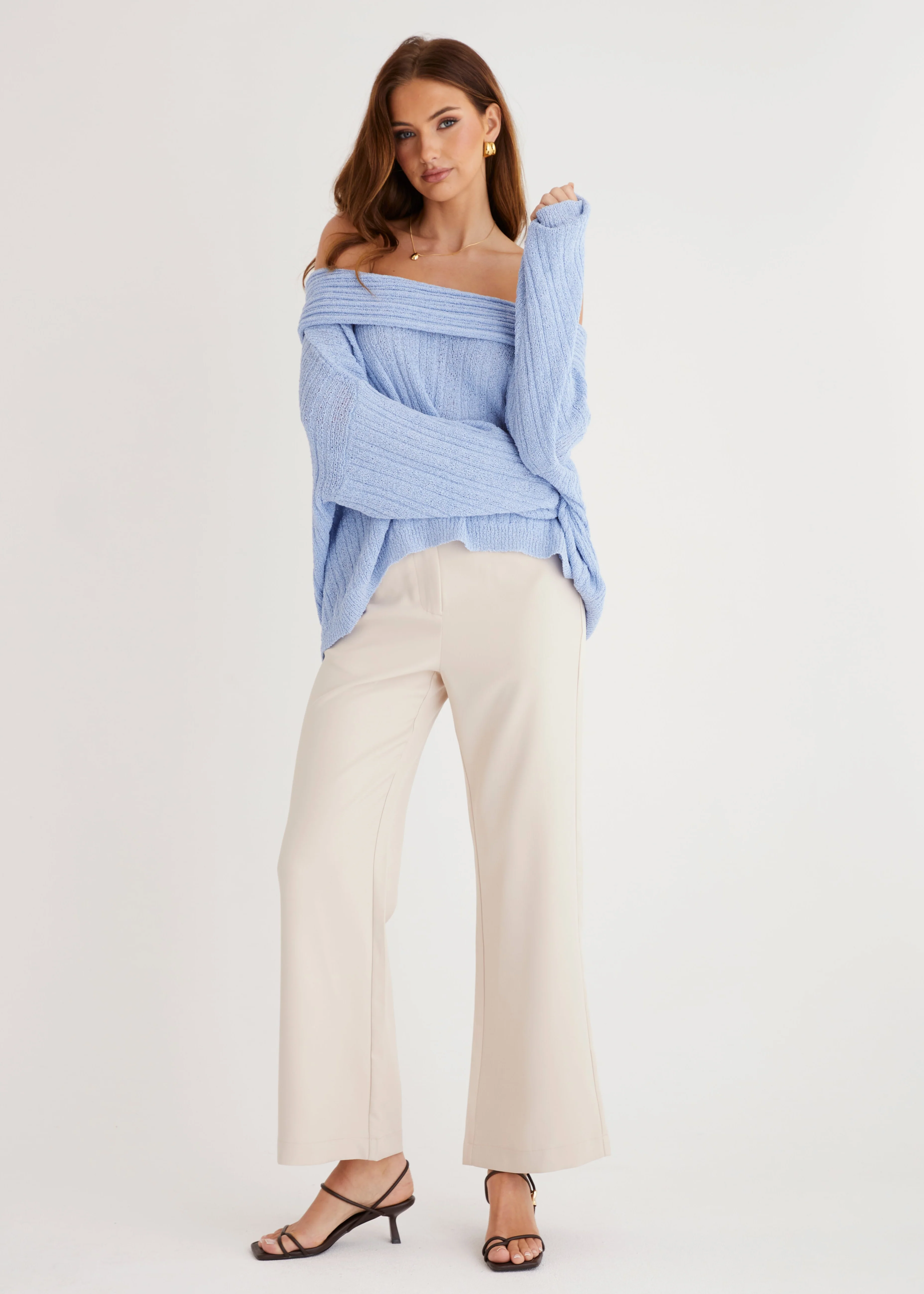 Knoxville Off Shoulder Sweater - Blue - Image 3
