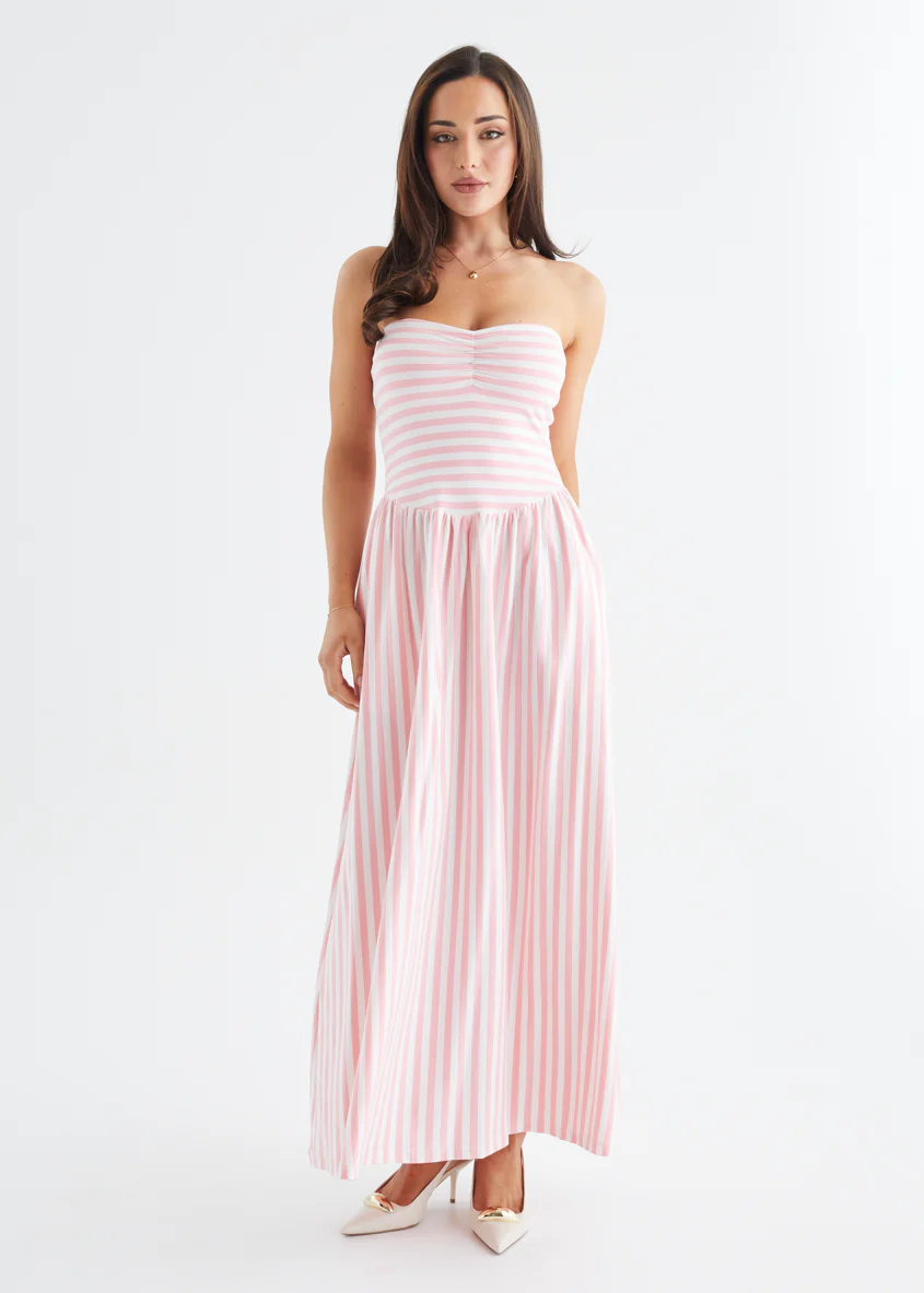 Kori Strapless Maxi Dress - Pink Stripe - Image 13