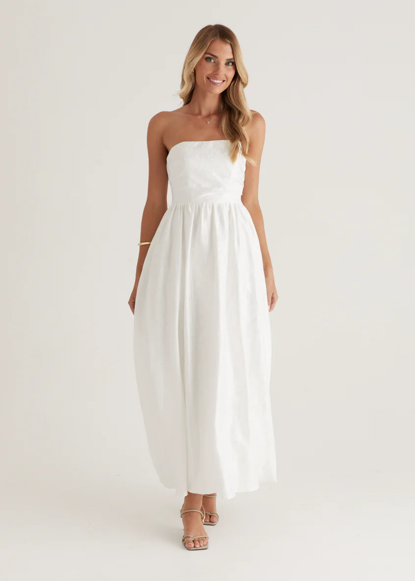 Laneway Strapless Maxi Dress - Off White - Image 10