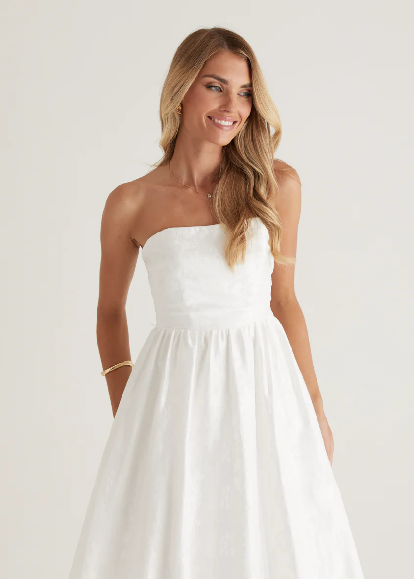Laneway Strapless Maxi Dress - Off White - Image 6