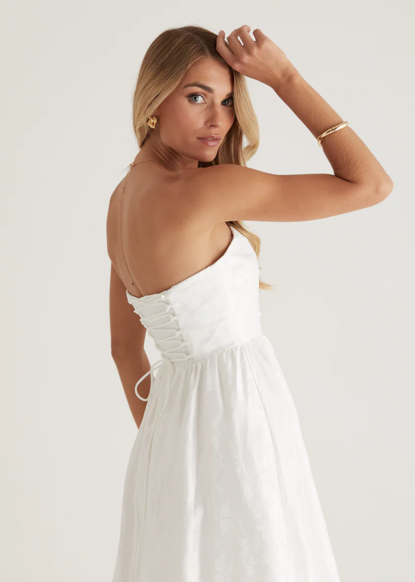 Laneway Strapless Maxi Dress - Off White - Image 9