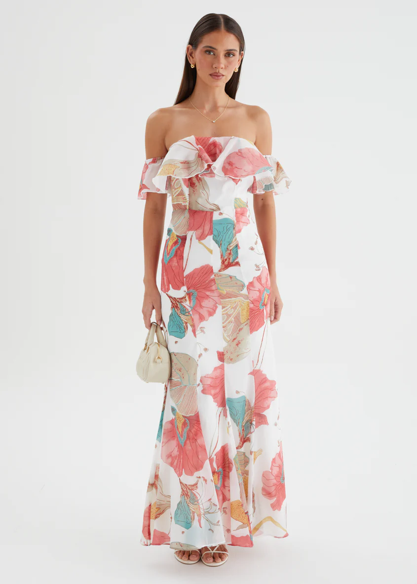 Lauraine Off Shoulder Maxi Dress - White Petal - Image 6