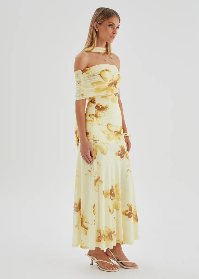 Lena Mesh Maxi Dress - Lemon Floral - Image 5