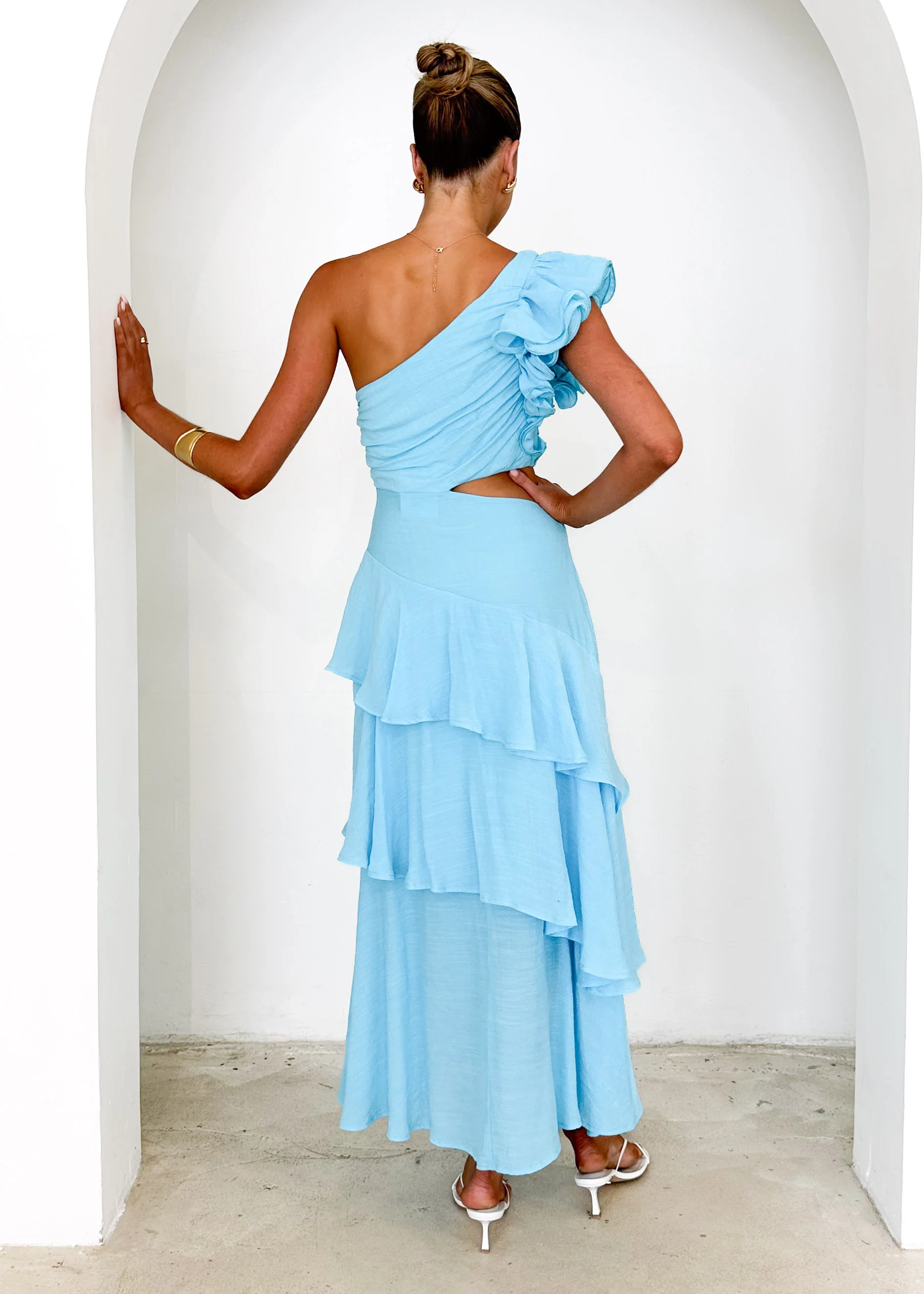Lexi One Shoulder Maxi Dress - Blue - Image 5