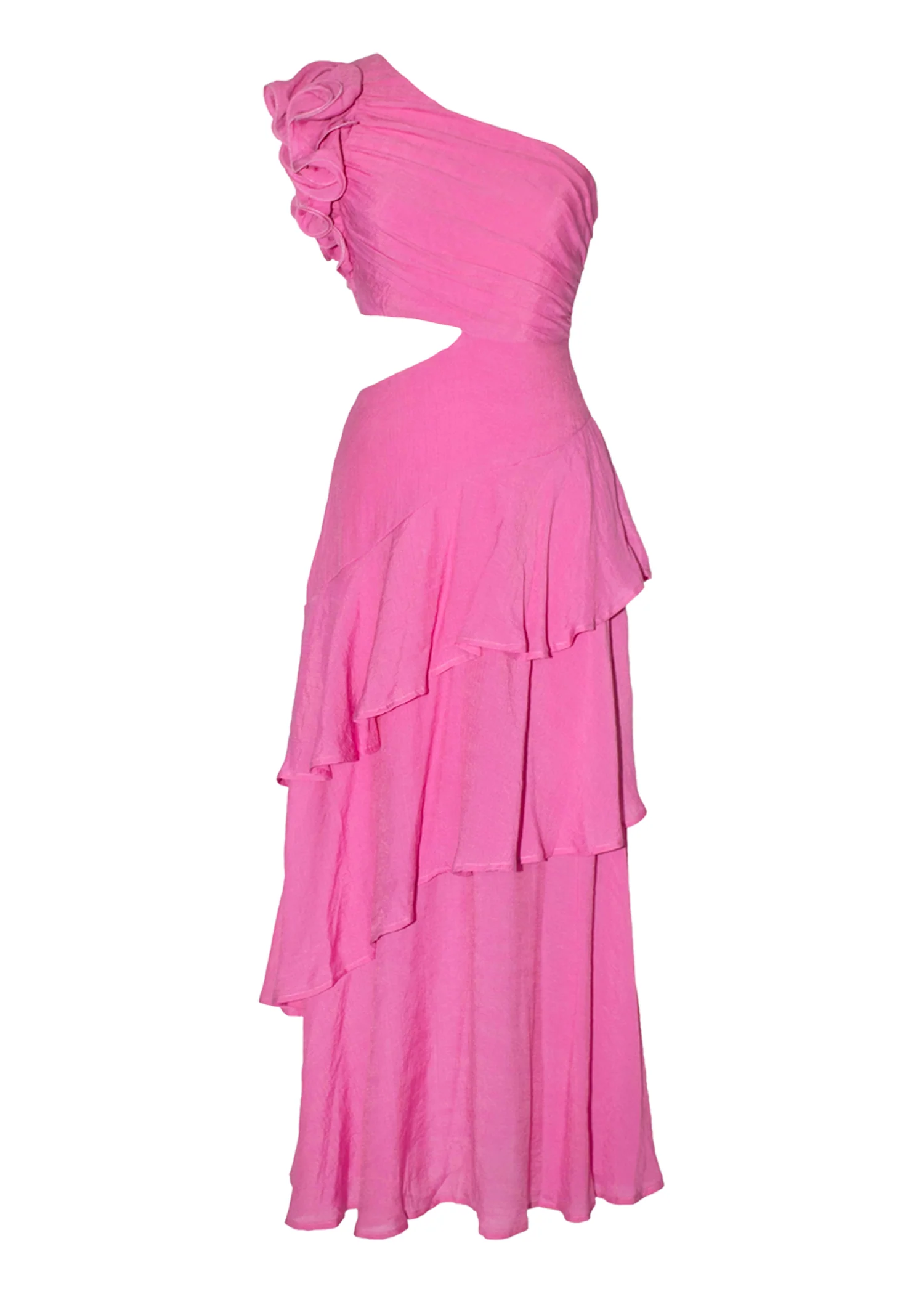 Lexi One Shoulder Maxi Dress - Pink - Image 3