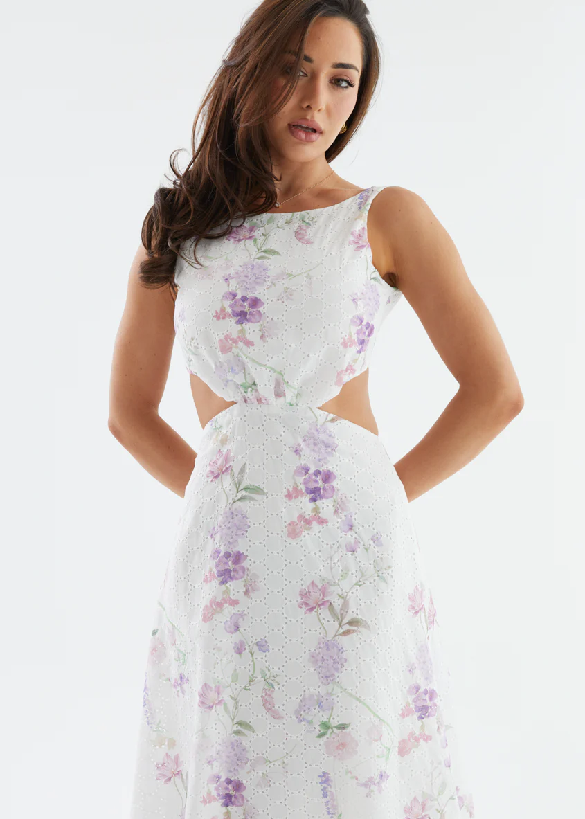 Liliya Midi Dress - Lavender Flowers - Image 3