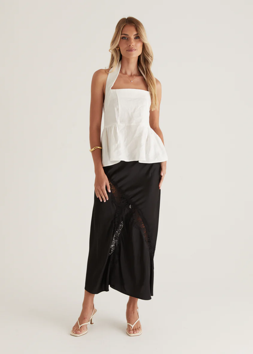 Lilou Halter Linen Top - Off White - Image 12