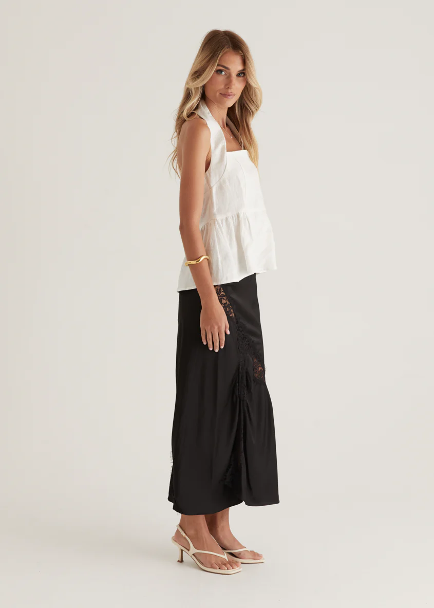 Lilou Halter Linen Top - Off White - Image 15