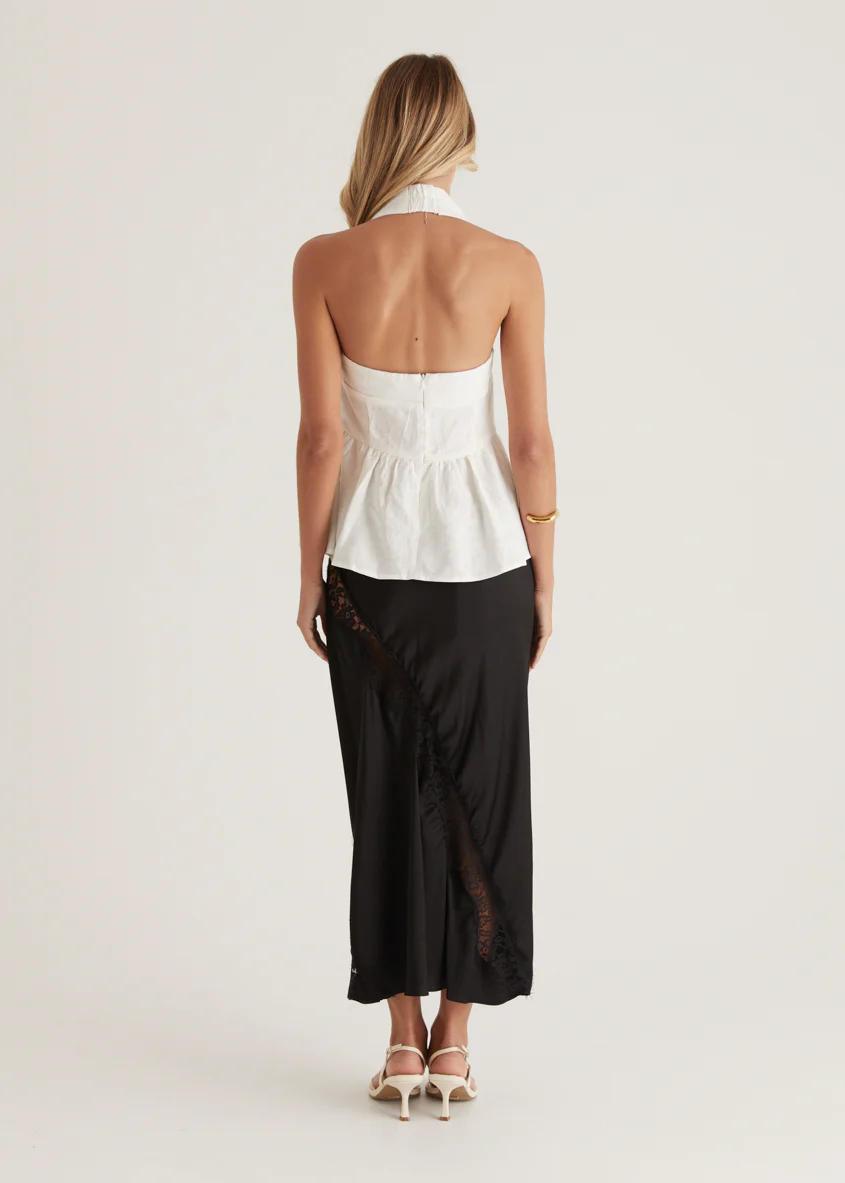 Lilou Halter Linen Top - Off White - Image 16