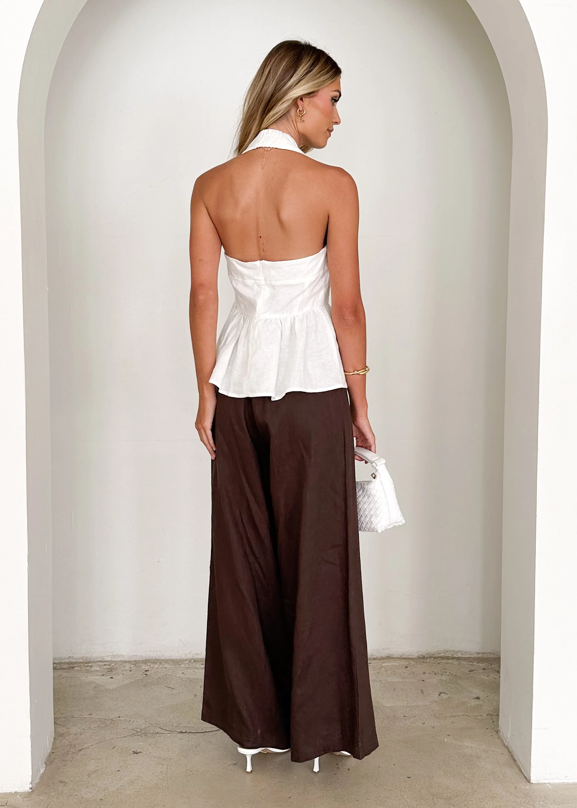 Lilou Halter Linen Top - Off White - Image 5