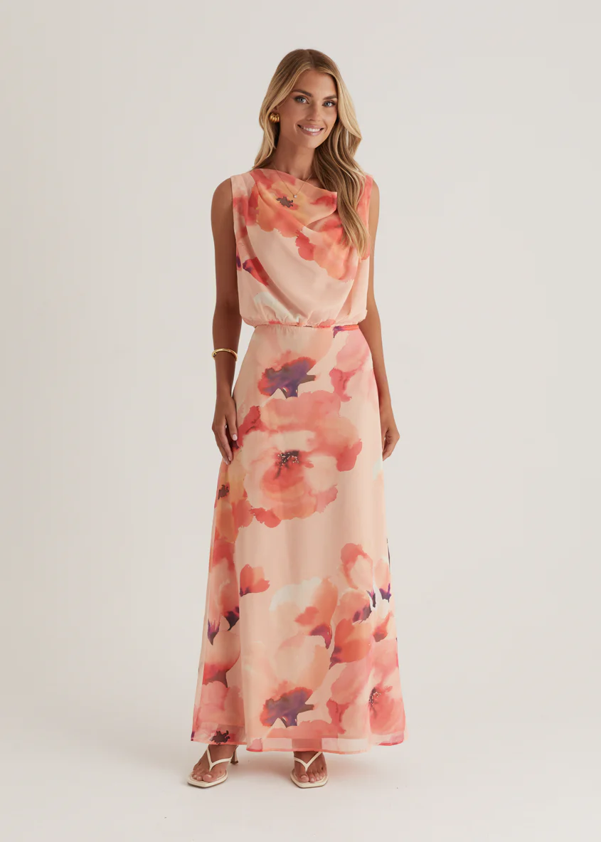 Lilyfield Maxi Skirt - Peach Floral - Image 12