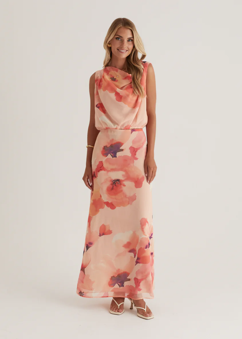 Lilyfield Maxi Skirt - Peach Floral - Image 14