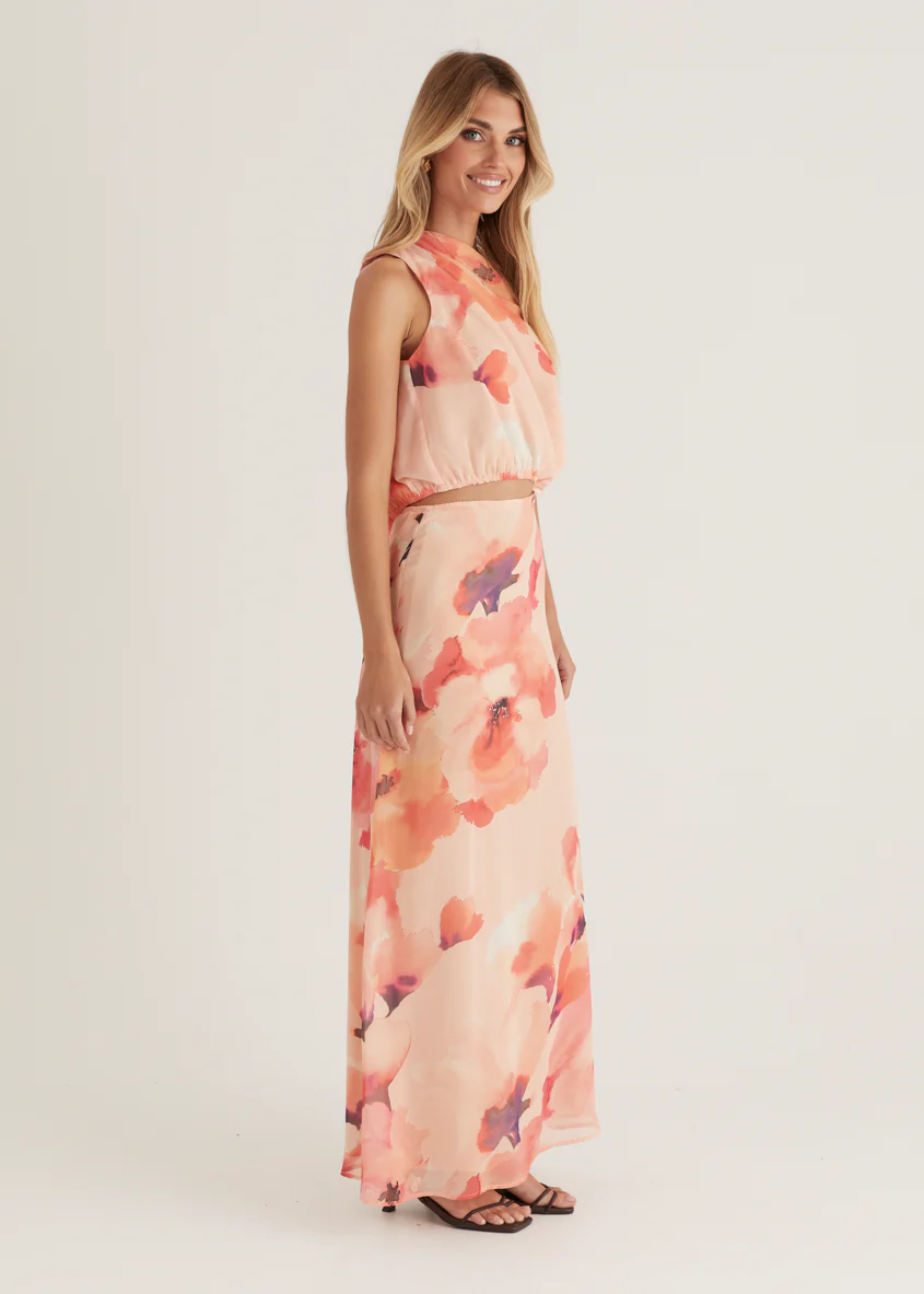 Lilyfield Maxi Skirt - Peach Floral - Image 8