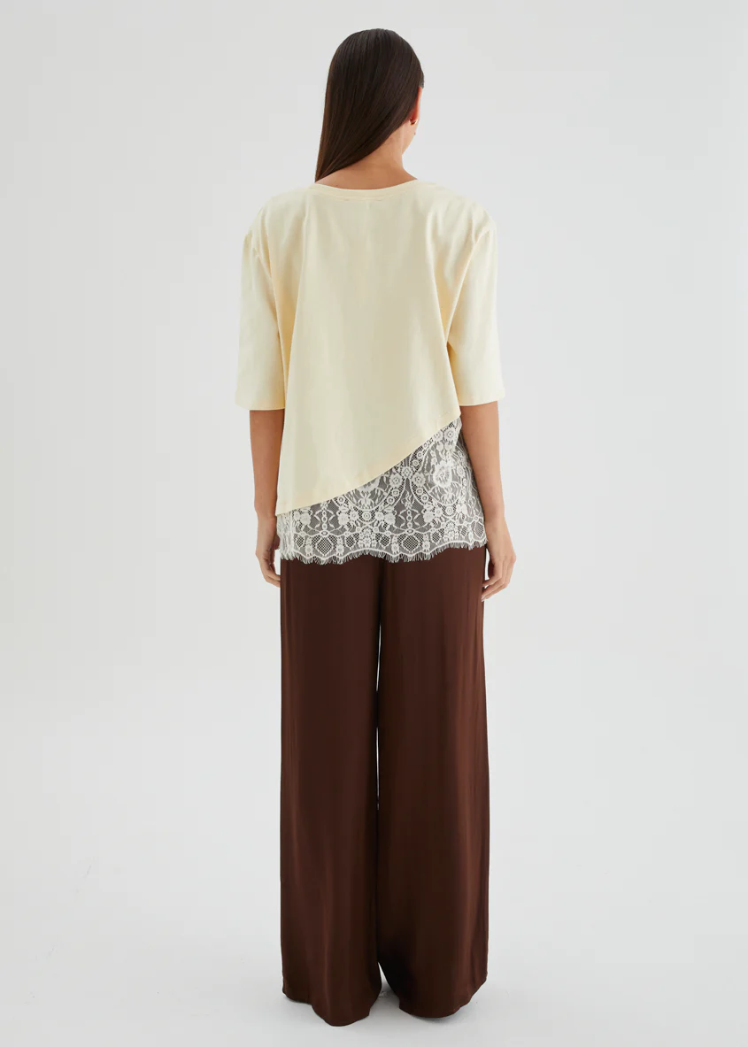 Lolana Lace Splice Top - Lemon - Image 6